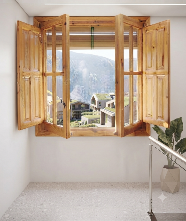 JANELA ABRIR COM ALMOFADA E POSTIGO BONITA CASA